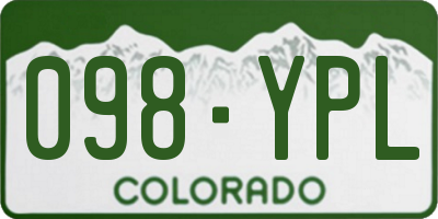 CO license plate 098YPL