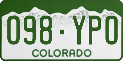 CO license plate 098YPO
