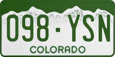 CO license plate 098YSN