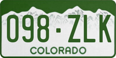 CO license plate 098ZLK