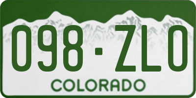 CO license plate 098ZLO