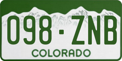 CO license plate 098ZNB