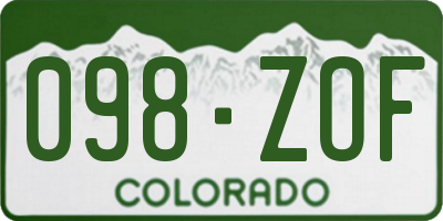 CO license plate 098ZOF