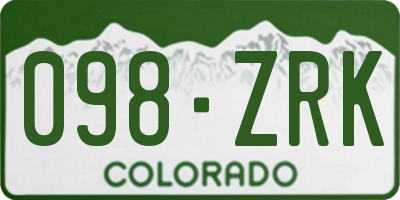 CO license plate 098ZRK