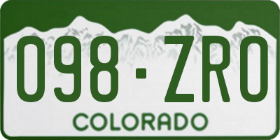 CO license plate 098ZRO