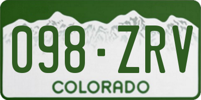 CO license plate 098ZRV