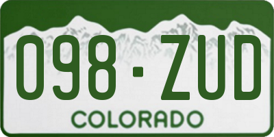 CO license plate 098ZUD