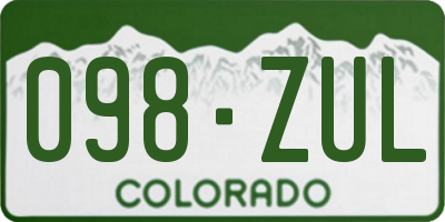 CO license plate 098ZUL