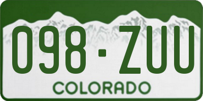 CO license plate 098ZUU