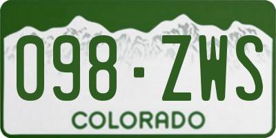 CO license plate 098ZWS