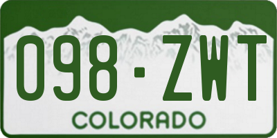 CO license plate 098ZWT