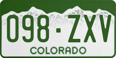 CO license plate 098ZXV