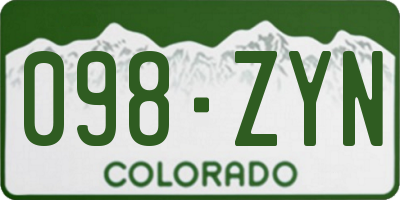 CO license plate 098ZYN