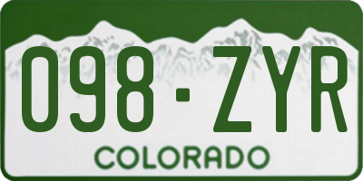 CO license plate 098ZYR
