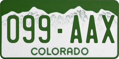 CO license plate 099AAX