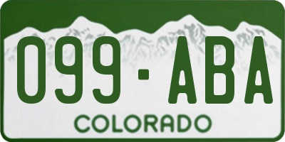 CO license plate 099ABA