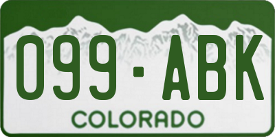 CO license plate 099ABK