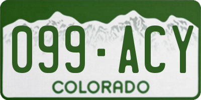 CO license plate 099ACY