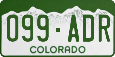 CO license plate 099ADR