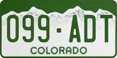 CO license plate 099ADT