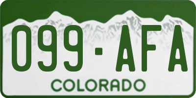 CO license plate 099AFA