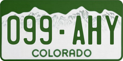 CO license plate 099AHY