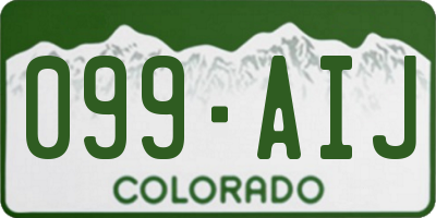 CO license plate 099AIJ