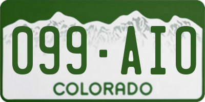 CO license plate 099AIO