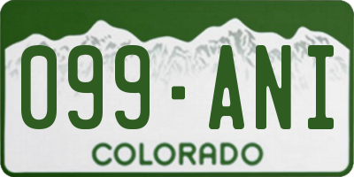 CO license plate 099ANI