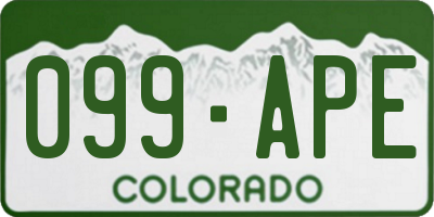 CO license plate 099APE