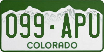 CO license plate 099APU