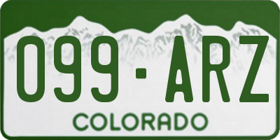 CO license plate 099ARZ