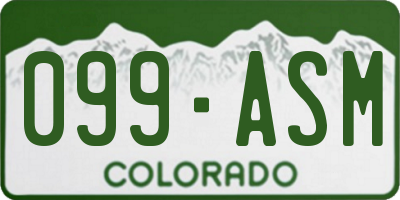 CO license plate 099ASM