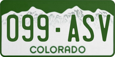 CO license plate 099ASV