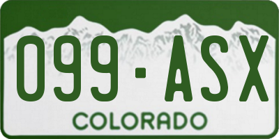CO license plate 099ASX