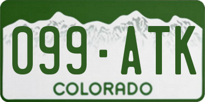 CO license plate 099ATK