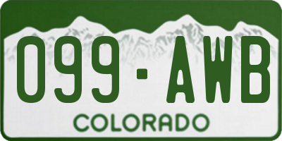 CO license plate 099AWB