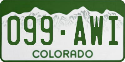 CO license plate 099AWI