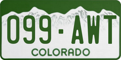 CO license plate 099AWT