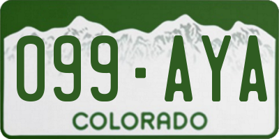 CO license plate 099AYA