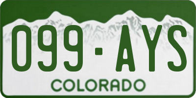 CO license plate 099AYS
