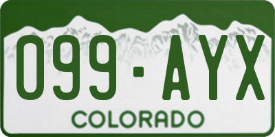 CO license plate 099AYX