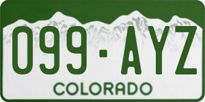 CO license plate 099AYZ