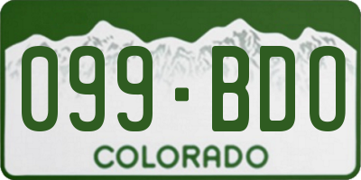 CO license plate 099BDO