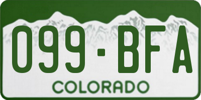 CO license plate 099BFA
