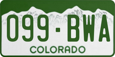 CO license plate 099BWA