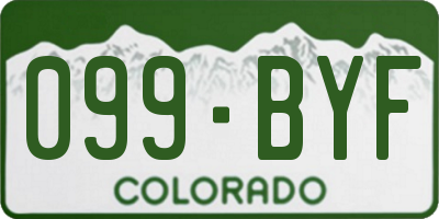 CO license plate 099BYF