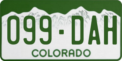 CO license plate 099DAH
