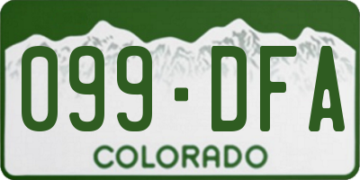 CO license plate 099DFA