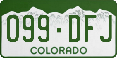 CO license plate 099DFJ